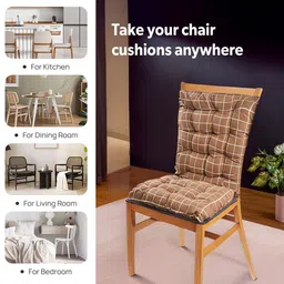 Kuber Industries Brown Checked Chair Pads image 4
