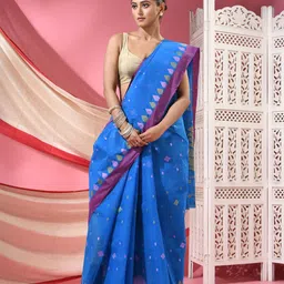 TANTLOOM Woven Design Pure Cotton Taant Saree-image-43