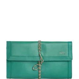 Tohl Rp1 Camille Turkish Green & Beige Paneled Flap Wallet-12