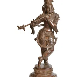 Exotic India Brown Fluting Krishna Religious Idol Showpiece-image-6