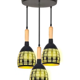 KINIS Black & Yellow Textured Aluminium Bell Shaped Ceiling Lamp-17