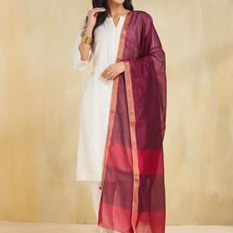 Fabindia Colourblocked Tasselled Dupatta With Zari-picture-49