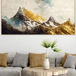 DEKORSTATION White & Gold Toned Printed Canvas Wall Art-28