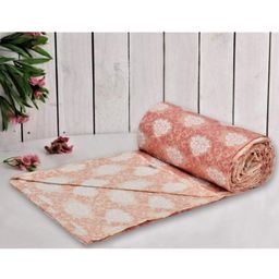 Trance Home Linen Pure Cotton Reversible Dohar Double Bed Size AC Blanket Soft Light Weight Bed Blanket - Royal Peach Cream-11