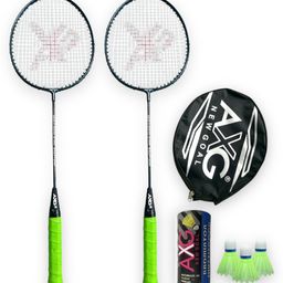 AXG NEW GOAL Scratch Resistant A 2000 Badminton Racquets Set Of 2 with 3 Plastic Shuttles - Green-6