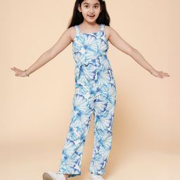 Piccolo Sleeveless Shell Printed Rayon  Jumpsuit - Blue-image-27