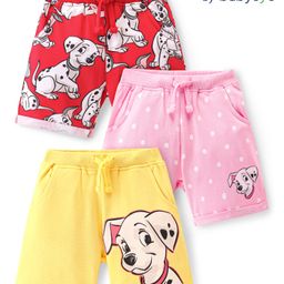 Babyoye Disney Cotton Knit Terry Shorts with 101 Dalmatians Graphics Pack of 3 - Red Pink & Yellow-image-40