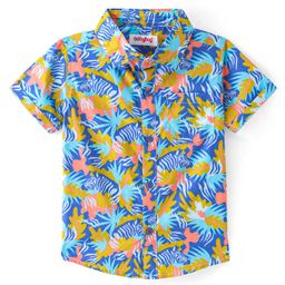 Babyhug Cotton Woven Half Sleeves Shirt with Animal Print - Blue-image-72