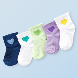 Honeyhap Premium Cotton Bamboo Spandex With Bio Finish Designed Socks Pack of 5 - Green Lavender & White-picture-44
