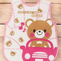 Yellow Bee PVC Adorable Bear-Themed Waterproof Bib for Girls, Pink-picture-15