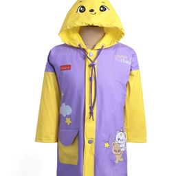 Babyhug Full Sleeves Below Knee Length Raincoat With Animal Print - Purple & Yellow-image-57