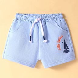 ToffyHouse Single Jersey Knit Knee Length Shorts with Boat Print - Light Blue-image-7
