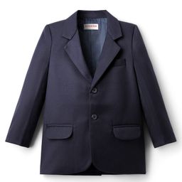 Kookie Kids Woven Full Sleeves Solid Blazer With Front Flap Pockets - Navy Blue-image-17