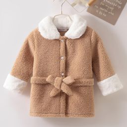 Mark & Mia Full Sleeves Winter Jacket with with Fur & Belt Detailing - Tan-picture-4