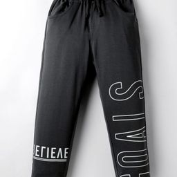 Olio Kids Cotton Knit Full Length Lounge Pant With Text Print - Black-image-26