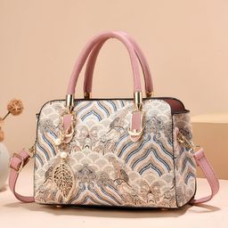 SYGA Women Stylish Tote Bag with Contrasting Colors Medium Capacity Daily Shoulder Handbag(Pink)-image-48