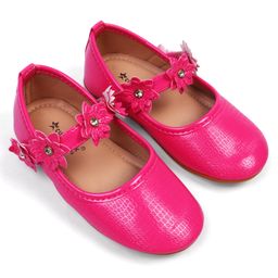 Cute Walk by Babyhug Velcro Closure Ballerinas With Floral Applique - Fuchsia-picture-28