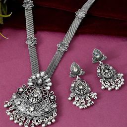 VOJ Silver-Plated Beaded Long Jewellery Set-picture-2