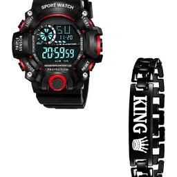 Hala Men Solid Round Sports Digital Watch Comes With Bracelet - SSA + King Bracelet-17