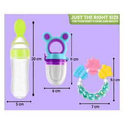 Joy Buzz Baby Food Feeder Nibbler & Rattle Teether Combo - Multicolor image 3