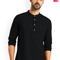 univibe Selection Of 2 Cotton Mandarin Collar Slim Fit Straight Kurtas-image-98