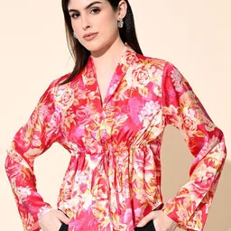 PRETTY LOVING THING Floral Print Bell Sleeve Shirt Style Top-image-6