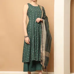 Jompers Women Regular Kantha Work Kurta with Palazzos & With Dupatta image 5