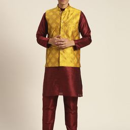 SOJANYA Mandarin Collar Regular Kurta With Churidar & With Nehru Jacket-49