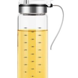 Femora Borosilicate Glass Oil Dispenser & Stoppers with Chrome Finish Steel Handle (500 ml) - Set of 1-6