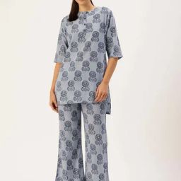 Clt.S Blue Cotton Regular Fit Printed Pyjamas Set-image-37