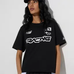 Nuon by Westside Black Text Printed Cotton-Blend T-Shirt-image-85