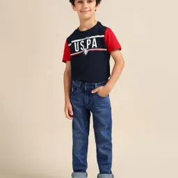 U.S. Polo Assn. Boys Blue Cotton Solid Jeans-picture-34