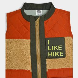MiArcus Boys Orange & Beige Color Block Jacket image 3