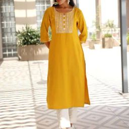 Libas Yellow Embroidered Straight Kurta-image-75