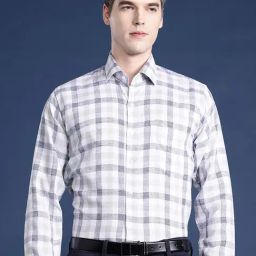 Hancock White Slim Fit Checks Shirts-image-75