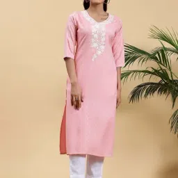 Libas Pink Embroidered Straight Kurta-image-93