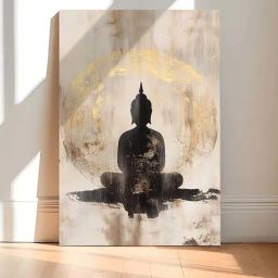 Art Street Black Buddha Stretched Canvas Painting-picture-47