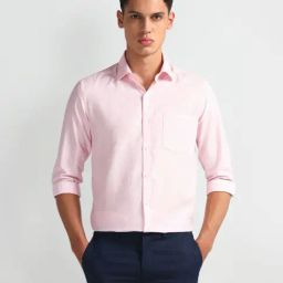 Arrow Pink Cotton Slim Fit Self Pattern Shirt-picture-29