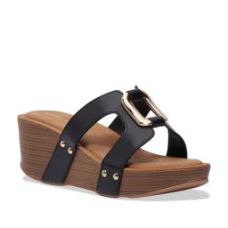 Eridani Women's Syara Black Casual Wedges-picture-6