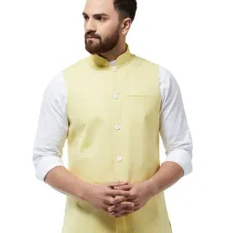 Sojanya Lemon Yellow Regular Fit Nehru Jacket-picture-14