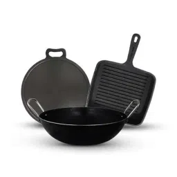 The Indus Valley Black Cast Iron 3 Piece Cookware Set-image-67