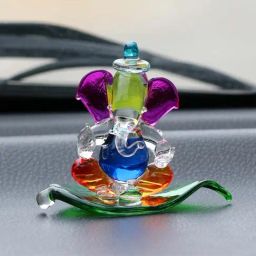 eCraftIndia Multicolored and Transparent Double Sided Crystal Car Paan Ganesha Showpiece-image-5