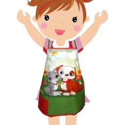 Swayam Green & Brown Cotton 200 TC Kids Apron - Set of 1-picture-17