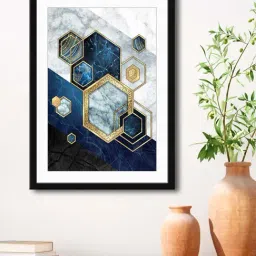 999Store Multicolor MDF Abstract Geometric Printed Paper Wall Painting - Set of 1-27