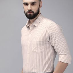 Arrow Manhattan Slim Fit Striped Pure Cotton Formal Shirt-image-59