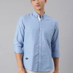 Thomas Scott Blue Regular Fit Cotton Shirt-image-23