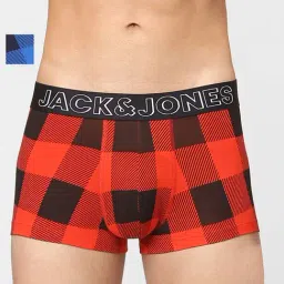 Jack & Jones Blue & Orange Checkerd Trunks - Pack Of Two-picture-17
