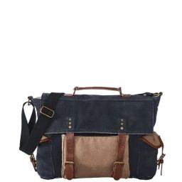 Mona B Navy Canvas Medium Messenger Bag-image-43