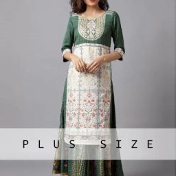 Aurelia Green & Beige Printed Straight Kurta-picture-49