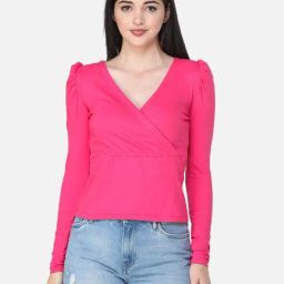 Cation Pink V Neck Top-image-44